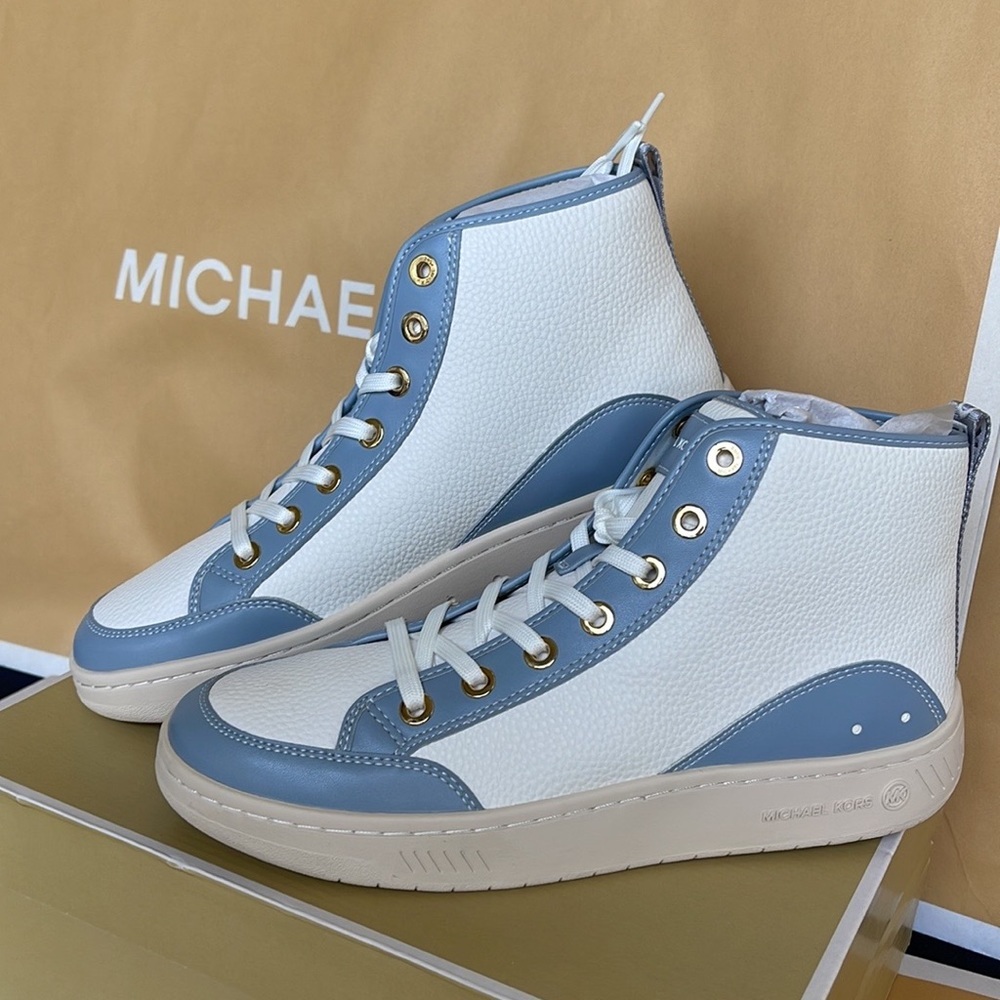 MICHAEL KORS
SHEA MID HIGH TOP
FAUX LEATHER
49F3SHFESL
PALE BLUE 
NEW - Picture 6 of 16